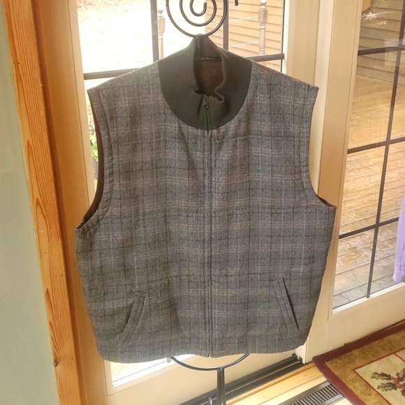 Turnbury 97%‎ Alpaca Wool Reversible Plaid or Dark Brown Sz. XL Vest - Picture 1 of 12